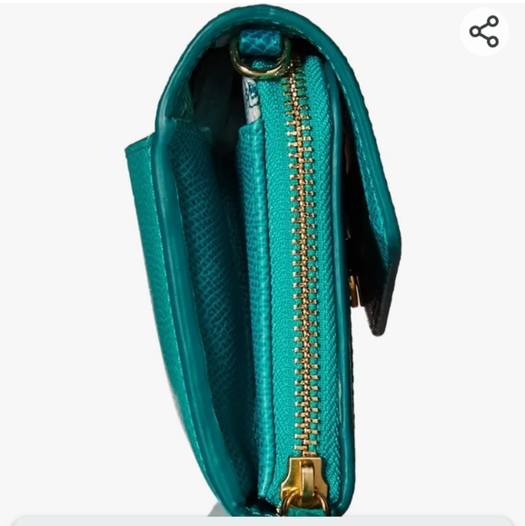🆕Vera Bradley | Genuine Leather Ultimate Crossbody Envelope Purse in Teal - Picture 3 of 6